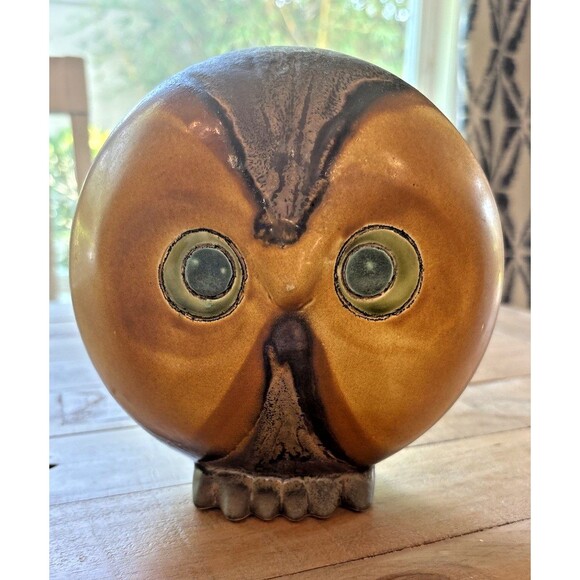 Eduardo Vega of Ecuador 1960s Pottery Owl Ceramic Signed